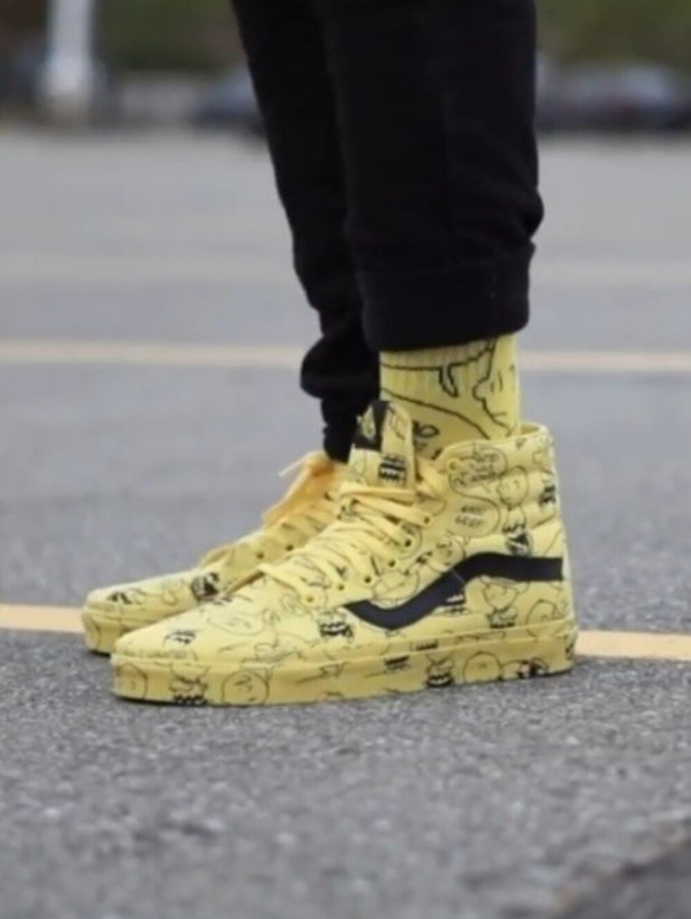 Vans Peanuts Skate Sneakers 7.5 Yellow Black Charlie Brown Maize Discontinued